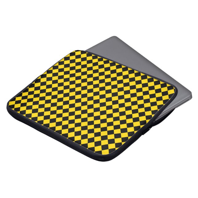 Solides Schwarz-Gold-Chevron-Muster Laptopschutzhülle (Vorne Oben)