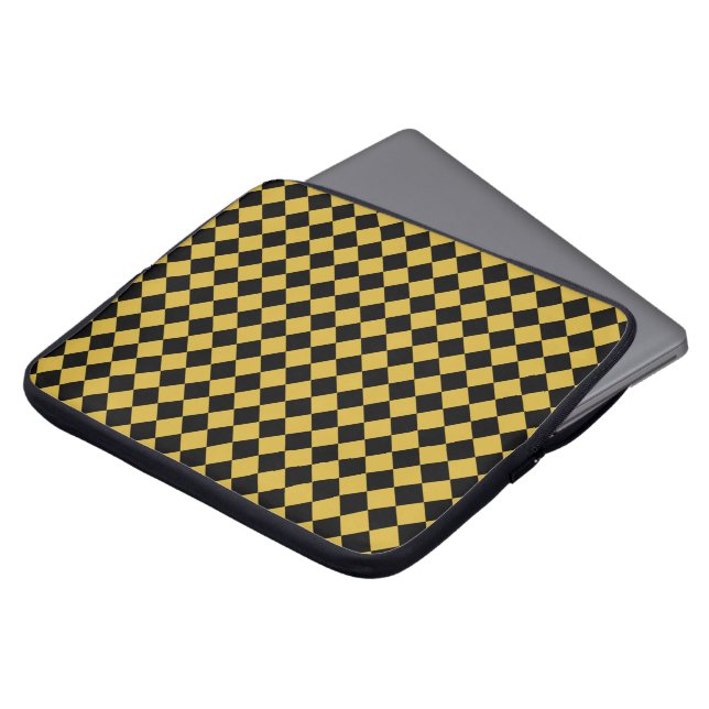 Solides Schwarz-Weiß- und Metall-Gold-Chevron-Must Laptopschutzhülle (Vorne Oben)