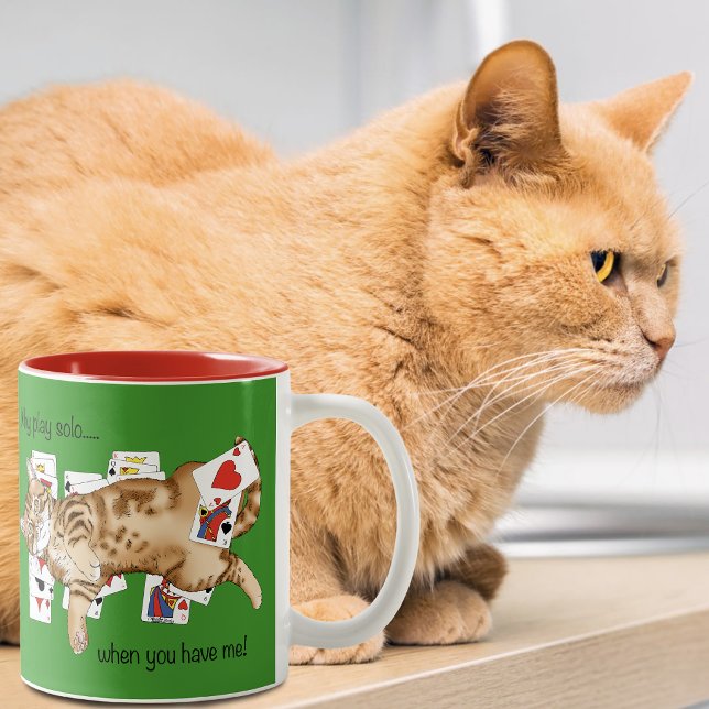 Solitaire Game Cards Cat Zweifarbige Tasse (Von Creator hochgeladen)