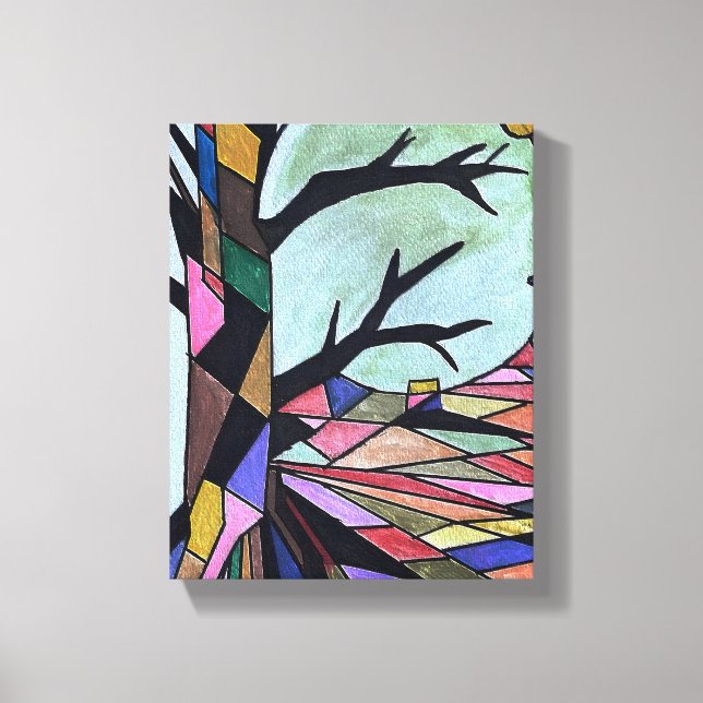 SOLITÄRISCHER BAUM IM MONLIGHT LEINWANDDRUCK (Vorderseite)