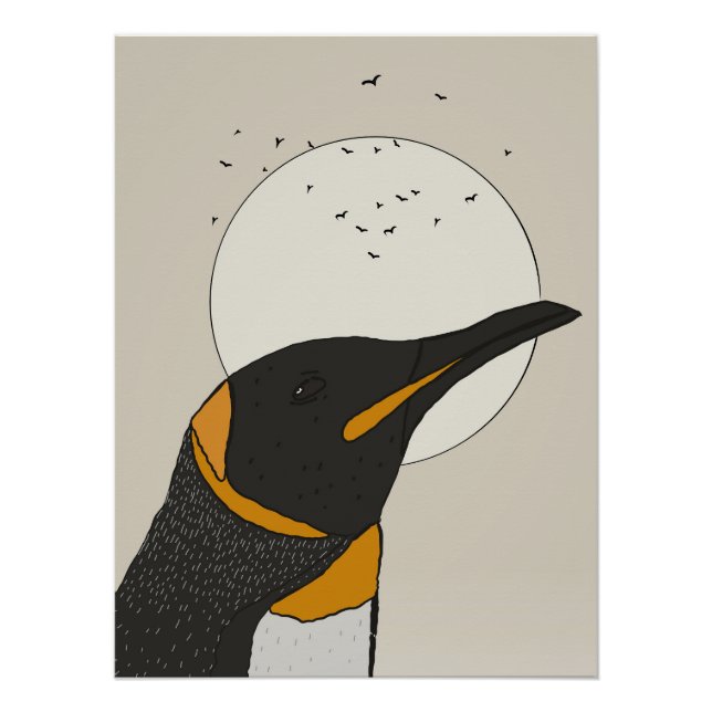 Solitärpinguin unter dem Mond Poster (Vorderseite)
