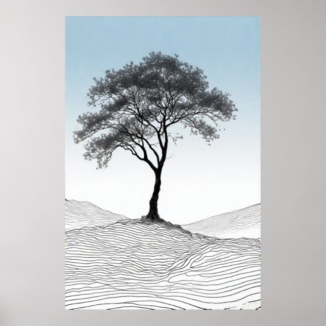 Solitary Elegance: Ein Minimalistischer Baum im St Poster (Vorne)