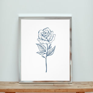 Solitary Elegance: Ein Single Blue Rose Fotodruck