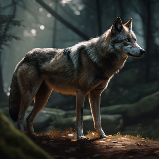 Solitary Lone Wolf in Dark Forest Jigsaw Puzzle (Von Creator hochgeladen)