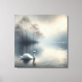 Solitary Swan Auf Misti Lake Leinwanddruck