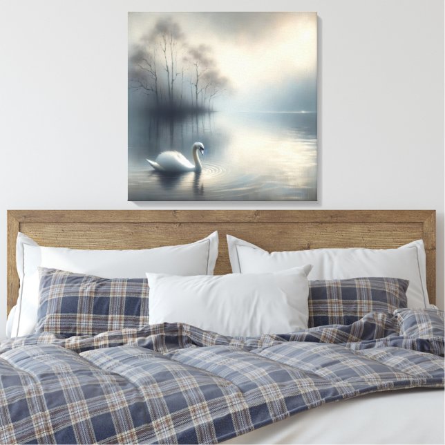 Solitary Swan Auf Misti Lake Leinwanddruck (Insitu (Schlafzimmer))