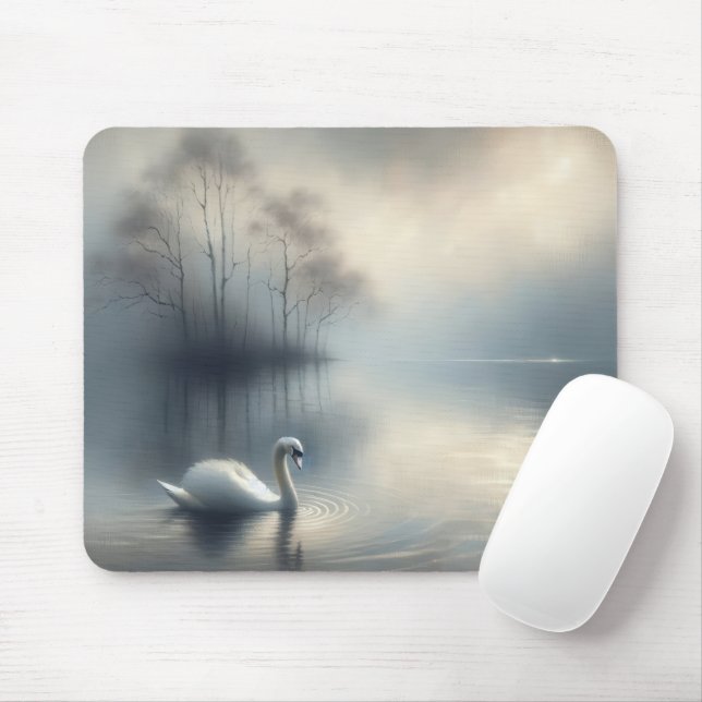 Solitary Swan Auf Misti Lake Mousepad (Mit Mouse)
