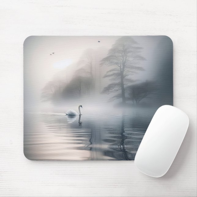 Solitary Swan Auf Misti Lake Mousepad (Mit Mouse)