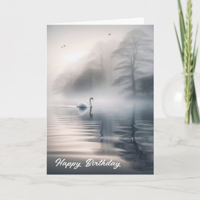 Solitary Swan for Birthday Karte (Vorderseite)