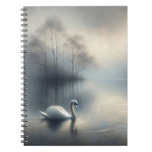 Solitary Swan on Misty Lake Notizblock