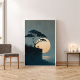 Solitary Tree Cliff Zen Wall - Minimalistische Dek Poster