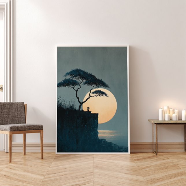 Solitary Tree Cliff Zen Wall - Minimalistische Dek Poster (Von Creator hochgeladen)