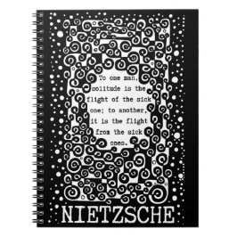 SOLITUDE schwarz-weiß Zitat von Nietzsche Notizblock