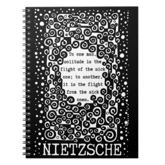 SOLITUDE schwarz-weiß Zitat von Nietzsche Notizblock