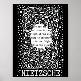 SOLITUDE schwarz-weiß Zitat von Nietzsche Poster