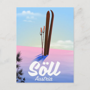 Söll, Österreich Skireiseplakat Postkarte