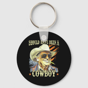 Sollte ein Cowboy lustig Trump Retro Vintage gewes Schlüsselanhänger