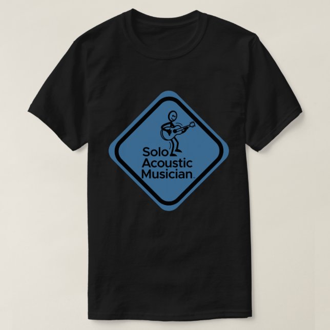 Solo Acoustic Musician Men's Black T-Shirt Blue Lo (Design vorne)