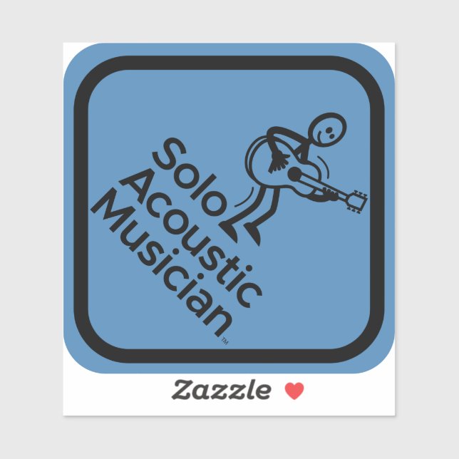 Solo Acoustic Musician Sticker 4"x4" Blau (Blatt)