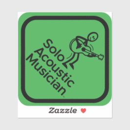Solo Acoustic Musician Sticker 4"x4 Green