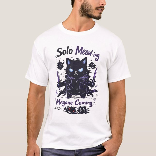 Solo Meow-ing – Shadow Hunter Cat Parody T-Shirt (Vorderseite)