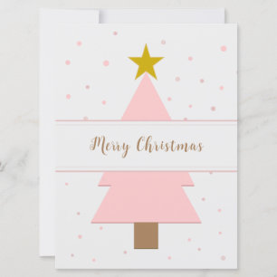 Solo Pink Weihnachtsbaum und Golden Star Flat Card