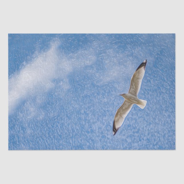 Solo Seagull im Himmel Seidenpapier (Vorderseite)