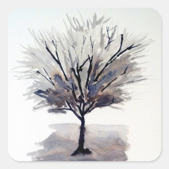 Solo Tree in Monochrome Stickers (Vorderseite)