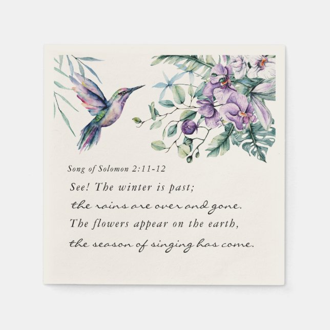 Solomon 2:11-12 Hummingbird Blume Bibrs Serviette (Vorderseite)