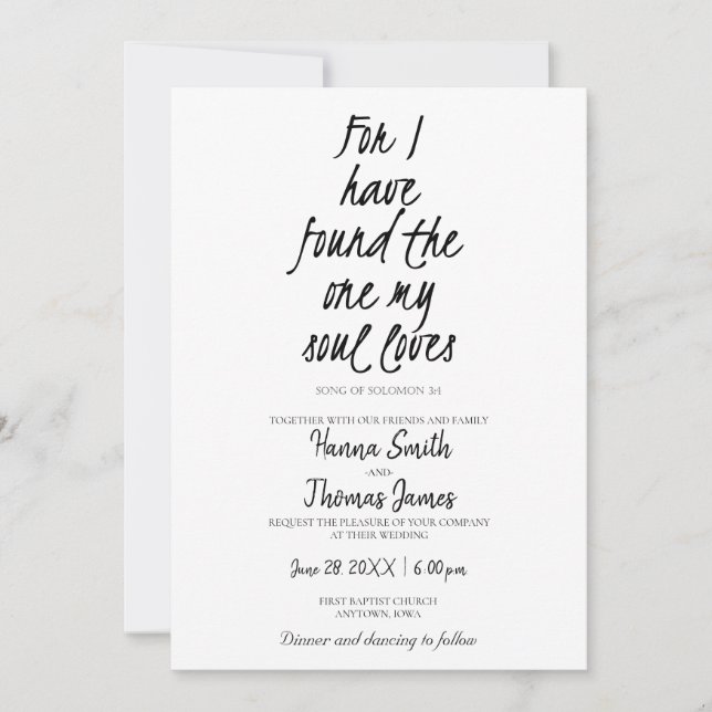 Solomon 3:4 Lied fand das, was mein Soul Lieben in Einladung (Vorderseite)