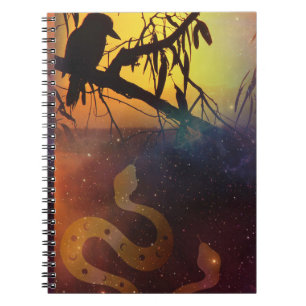 Solstice Kookaburra Silhouette Celestial Snake Notizblock