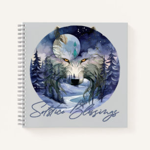 Solstice Segnungen Winter Wolf Mondlicht Woods Notizbuch