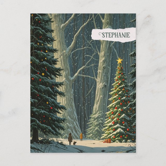 Solstice Spruce Personalisiert Weihnachten Postkarte (Vorderseite)