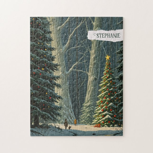 Solstice Spruce Personalisiert Weihnachten Puzzle (Vertikal)