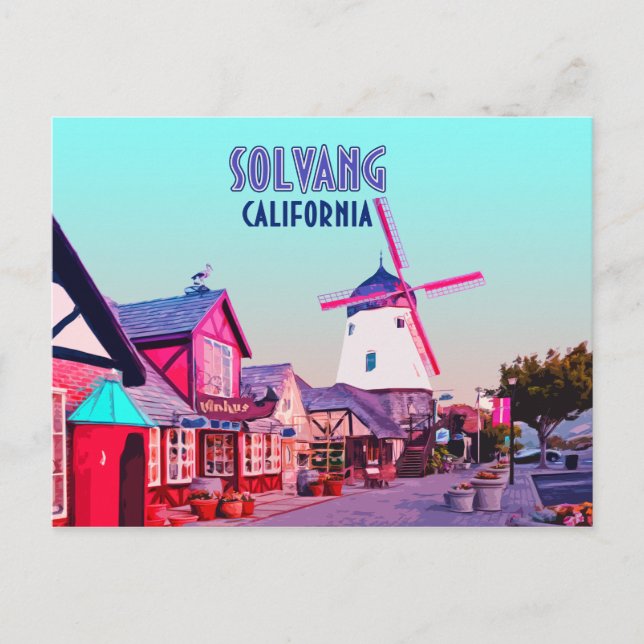 Solvang Danish Downtown Kalifornien Vintag Postkarte (Vorderseite)