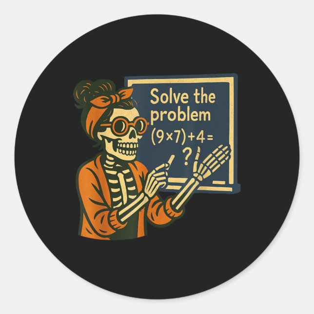 Solve The Problem 9x7+4 67 Meme Six Seven Skeleton Runder Aufkleber (Vorderseite)