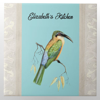 Somali Bee Eater Bird mit Namen auf Aqua Fliese