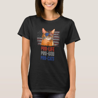 Somali Cat Pro Life Pro God Pro Cats American Flag T-Shirt
