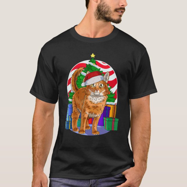 Somali Cat Santa Christmas Tree Decor T-Shirt (Vorderseite)