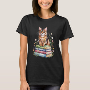 Somali-Katze Bücherwurm Blumen Buch Lesebücher T-Shirt