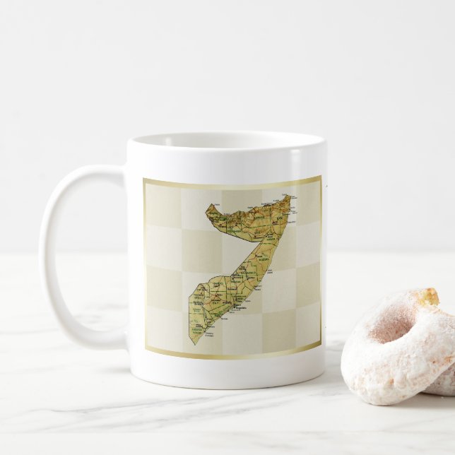 Somalia-Flagge + Karten-Tasse Kaffeetasse (Mit Donut)
