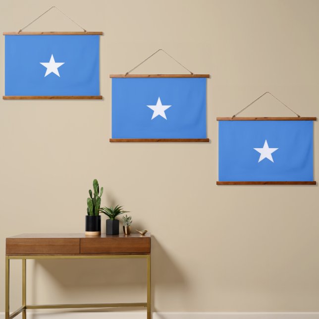 Somalia-Flagge Wandteppich Mit Holzrahmen (Asymmetrisch)