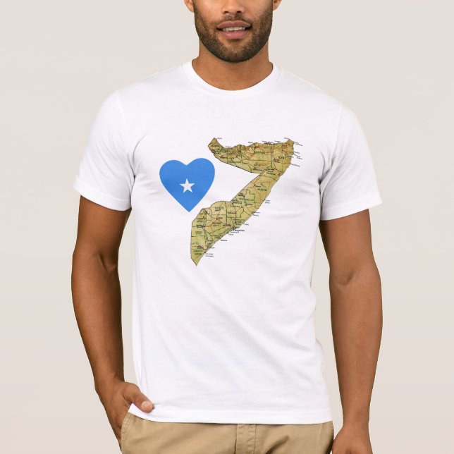 Somalia-Flaggen-Herz und Karten-T - Shirt (Vorderseite)