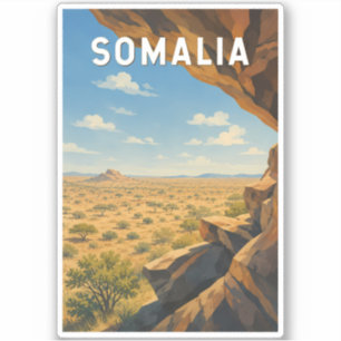 Somalia Illustration Reise Kunst Vintage Aufkleber
