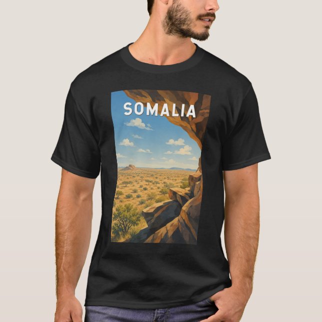 Somalia Illustration Reise Kunst Vintage T-Shirt (Vorderseite)