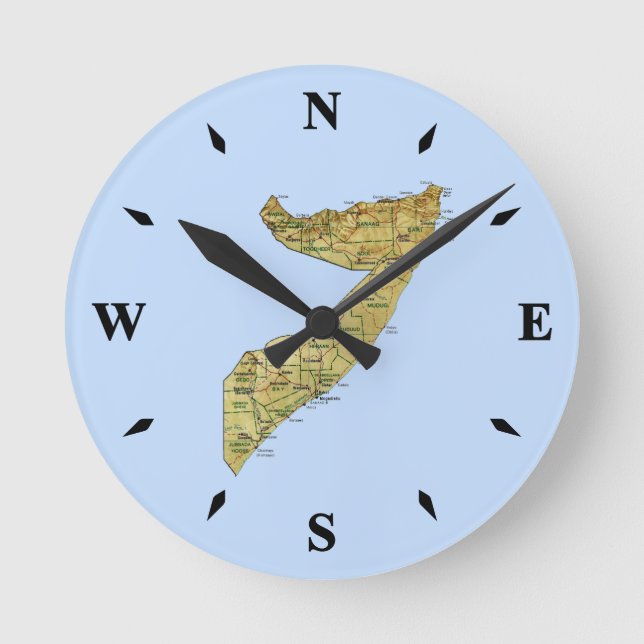 Somalia Map Clock Runde Wanduhr (Vorderseite)