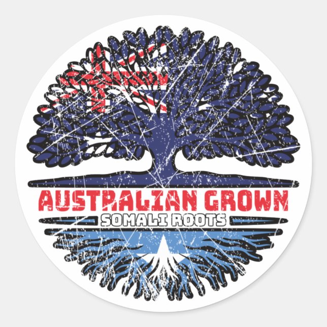Somalia Somali Australien Tree Roots Runder Aufkleber (Vorderseite)