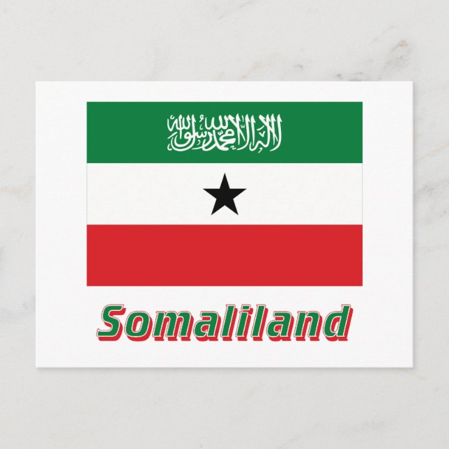 Somaliland-Flagge mit Namen Postkarte (Vorderseite)