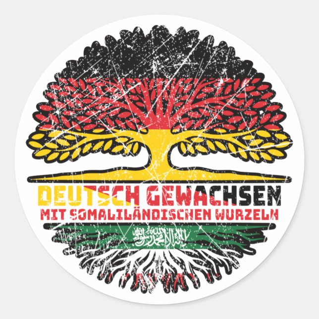 Somaliland Somaliländisch Deutsch Deutschland Baum Runder Aufkleber (Vorderseite)