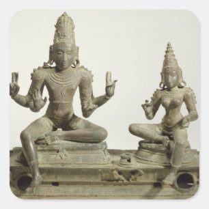 Somaskanda, Chola, Tamil Nadu (Bronze) Quadratischer Aufkleber